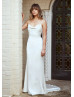 Cowl Neck Ivory Satin Open Back Elegant Wedding Dress